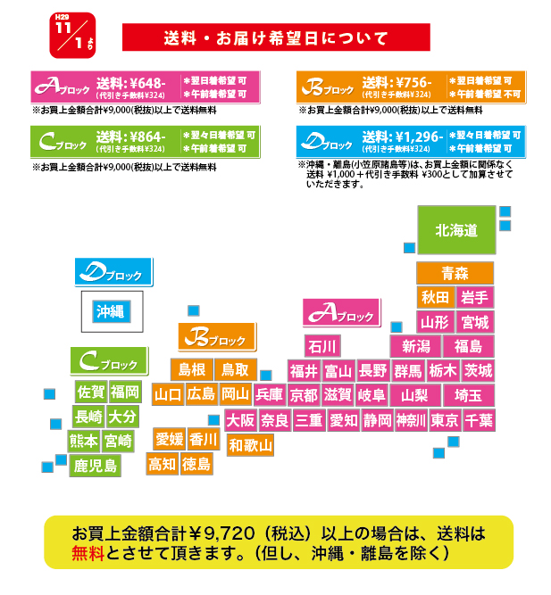 通販地域ブロック送料マップ